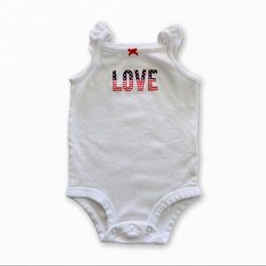 Carter’s Baby Girls Patriotic Love Sleeveless Ruffle Romper Onesie Size 9 Months